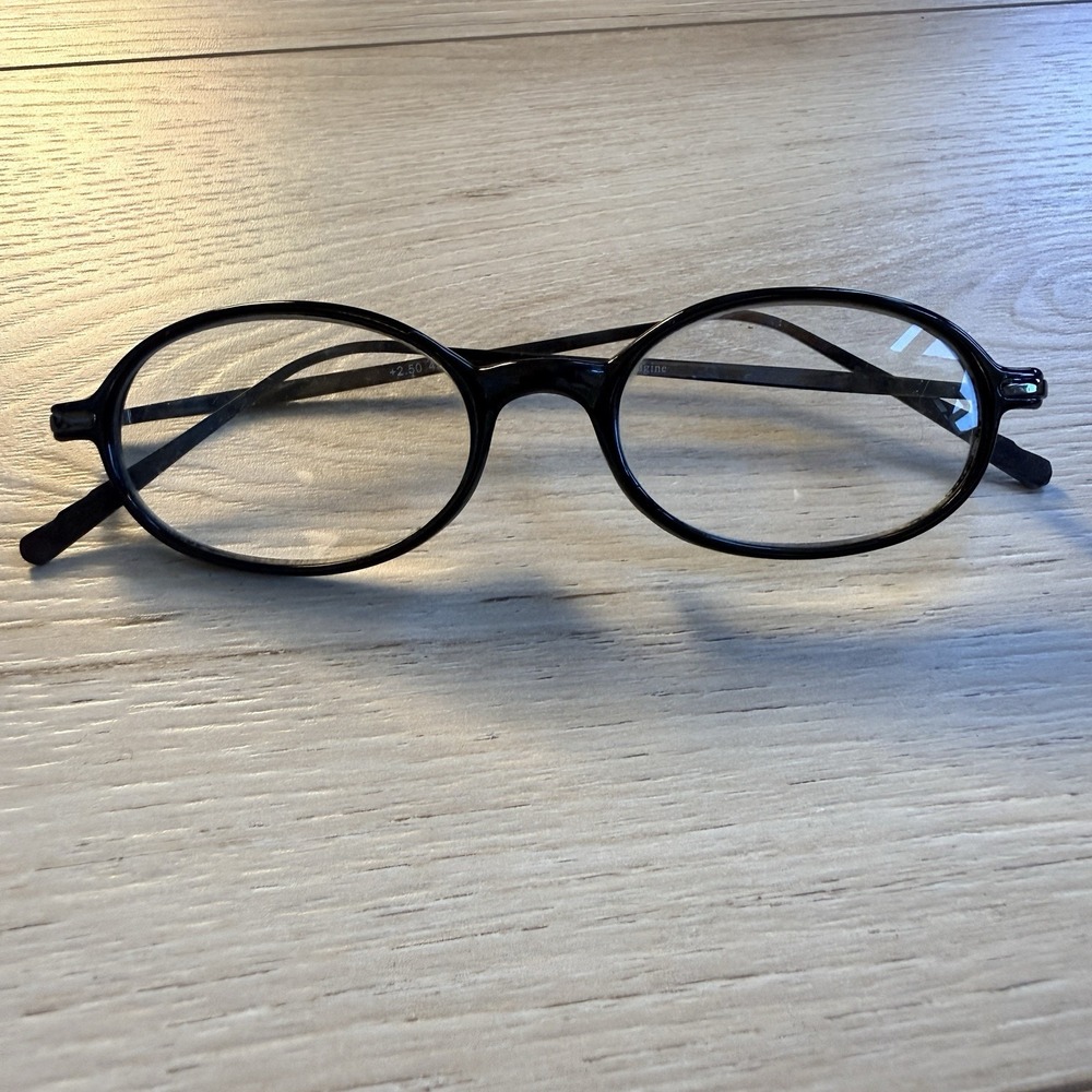 Vintage‎ Eyemagine Black Frames Oval Readers 2.5 Reading Glasses